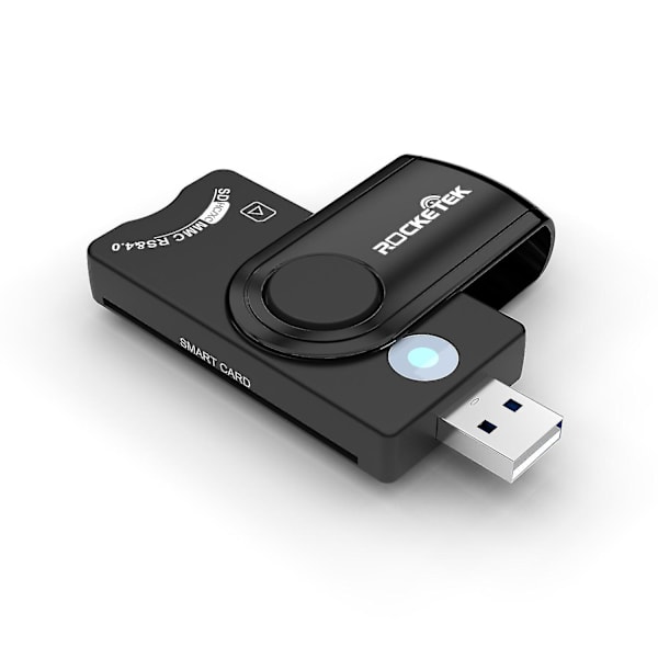ROCKETEK CR310 USB 2.0 Smartkortläsare SD TF ID SIM Bankkortanslutning Adapter