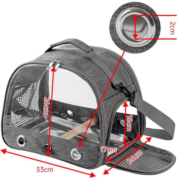 Bird Carrier Bag - Transport Bag - Pet - Perch - Shoulder Strap - Foldable - Zipper - Ventilation