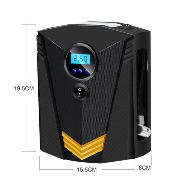 Digital bildäckspump - Bilkompressor - 12V Automatisk elektrisk luftpump med LED-ljus, gul