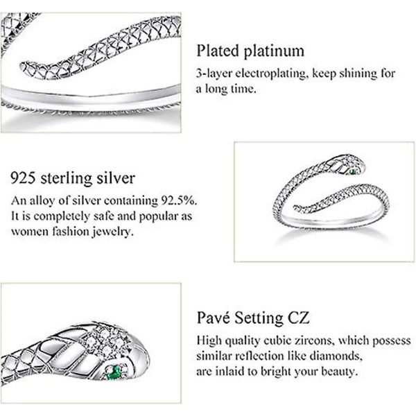 925 Sterling Silver Justerbara Öppna Silver Ringar, Silver Platinum Plätering Delikat Ringar Smycken