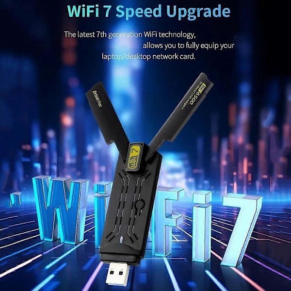 6500Mbps WiFi 7 USB Adapter BE6500 2.4G&5.8G&6GHz Trådløst Netværkskort 802.11be Free-Drive WiFi Adaptador til Win 10/11 2025th