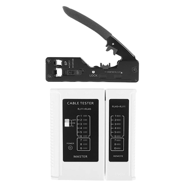 Cat5 Cat6a Cat7 Modulær Krimpverktøy Med Rj45 Rj12 Rj11 Nettverkskabel Tester Verktøysett