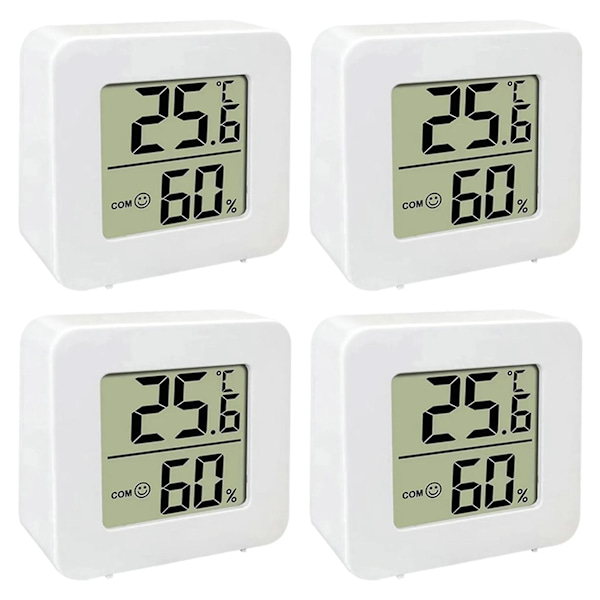4-pack LCD intelligent hygrometer, rumstemperaturmätare, digital inomhus termometer för inomhusområden