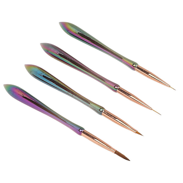 4 st Nail Art Pensel Set Syntetiskt Mjukt Hår Professionell Nagel Extension Akryl Nagel med Fina Liner Penslar