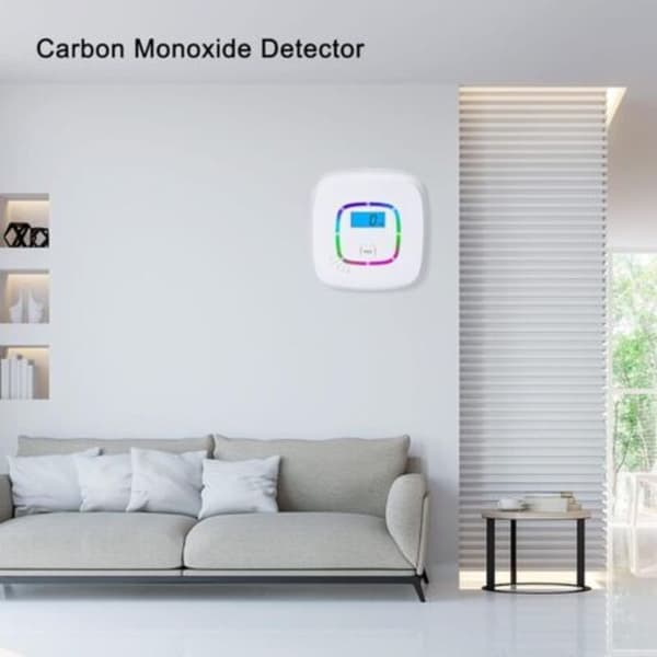 CO-detektor med digitalt display og utskiftbart batteri – Karbonmonoksiddetektor med testknapp og LED-statusindikator