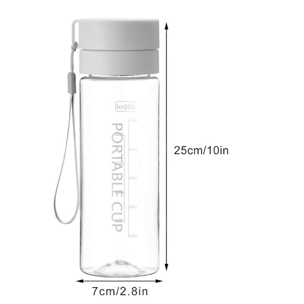 Dubbelkork Plastmugg Stor Kapacitet Student Fitness Sport Vattenmugg Portabel Vattenflaska-FÄRG: Transparent Grå 800ML