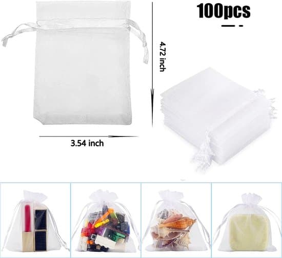 100-pack transparenta tyllpåsar - Presentpåsar - Smyckespåsar - Godispåsar - Lavendelpåsar - Transparenta - 9x12 cm