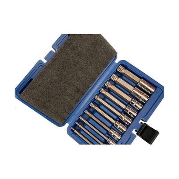 10-pakning Trippel Spline Driver Socket Sett 1/4in 3/8in 1/2in Sabotasjesikker Lang Rekkevidde Maskin Reparasjon
