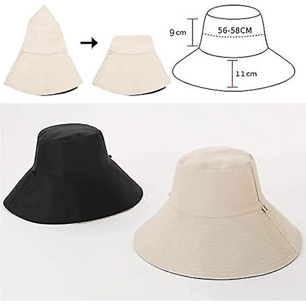 Hatt Dam Sommar Vikbar Floppy Solhatt Anti Uv Bomull Sommarsemester Trädgårdssolhatt För Kvinnor Upf Uv (svart)