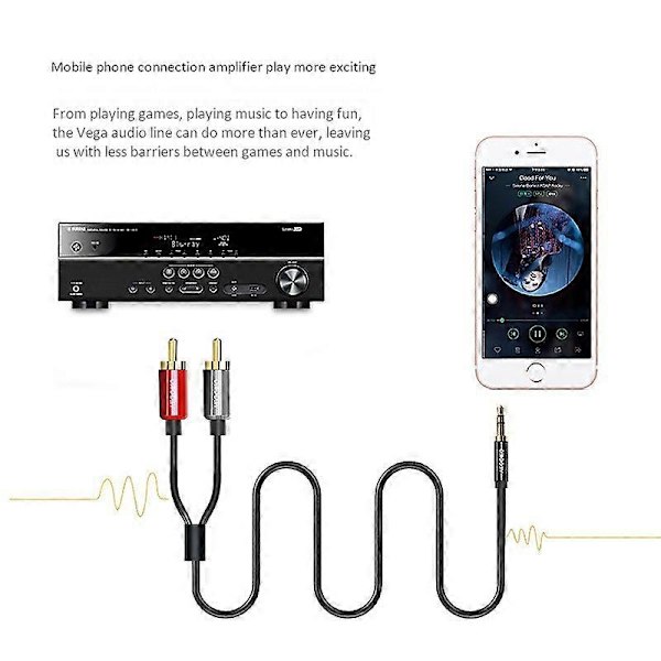 RCA-kaapeli 2RCA - 3,5 mm:n audiokaapeli 3,5 mm RCA Aux -kaapeli puhelimelle Edifer kotiteatteri DVD 2RCA Audio