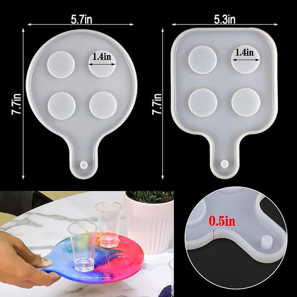 Vinglassholder Brett Resin Form Sett med 3, Silikon Øl Flight Paddle Servering Epoxy Støpeform f