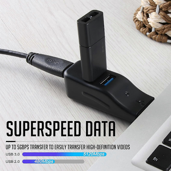USB 3.0 Hub, Portabel 4-portars USB-splitter, Höghastighets-splitter