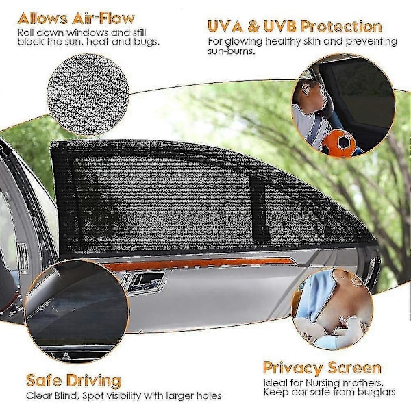 2-pack Solskydd Bil Barn UV-skydd - UV-skydd Solskydd Bilfönster för Barn