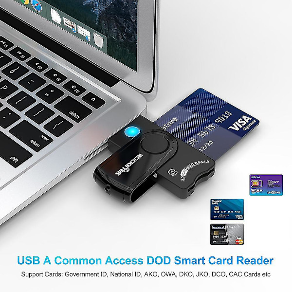ROCKETEK CR310 USB 2.0 Smartkortläsare SD TF ID SIM Bankkortanslutning Adapter