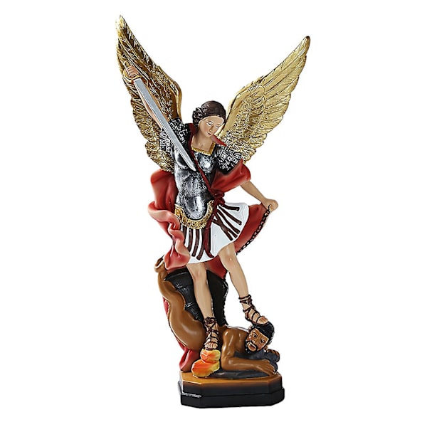 Skytsengel Figur Statue Ornament Religiøs Kunst Resin Ornament Til Hjem Hylde En Engel Besejrer En Djævel