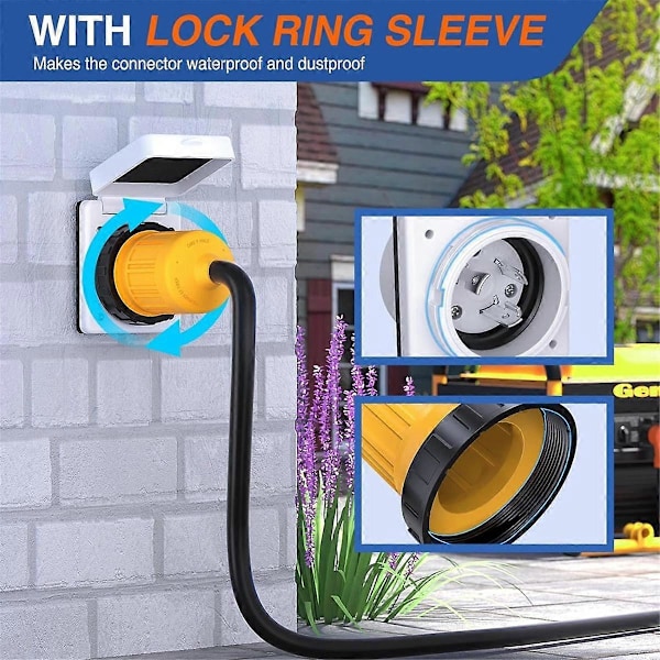 30A RV-pistoke, kierrelukittava sisääntulo, maasähköpistoke 125V/250V RV-virtapistoke veneille ja muille
