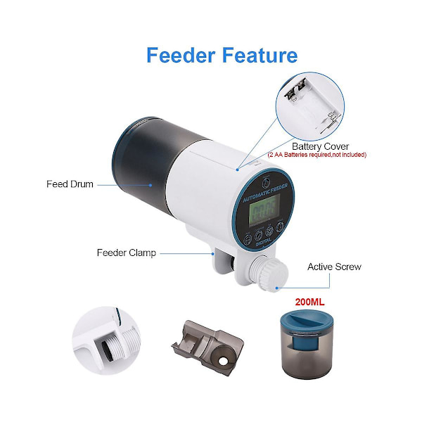 Akvarium Automatisk Foderautomat Intelligent Timing Automatisk Fiskefoder Guldfisk Små Foderautomat Lukket