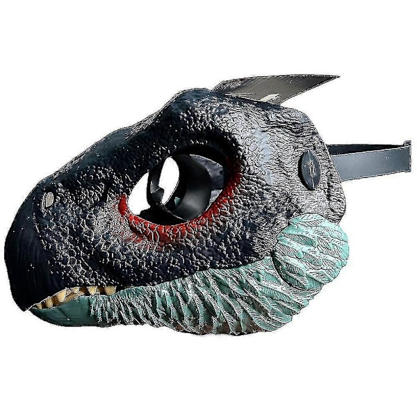Jurassic World Dinosaur Maske Tyrannosaurus Rex Halloween Maske Med Bevegelig Munn - FARGE: Grå Blå