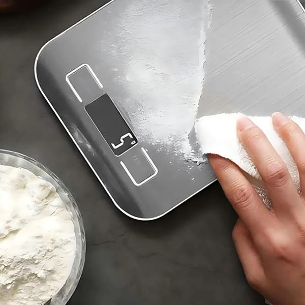 Digital Kitchen Scale, 10 kg Capacity, LCD Display, Electronic Household Scale with Precision and Tare Function, Silver Glass, Retro Design