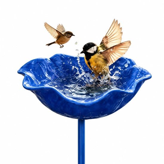Fuglevannflaske - 14*14*60cm - Høykvalitets legeringsmateriale - Elegant blomsterdesign - Hagedekorasjon - Kjæledyrtilbehør - Blå