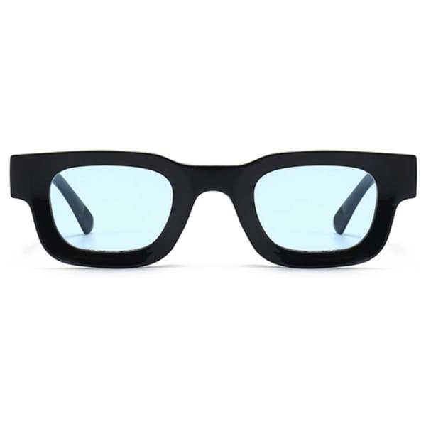 Moderne Tykke Solbriller Sort Blåt Glas