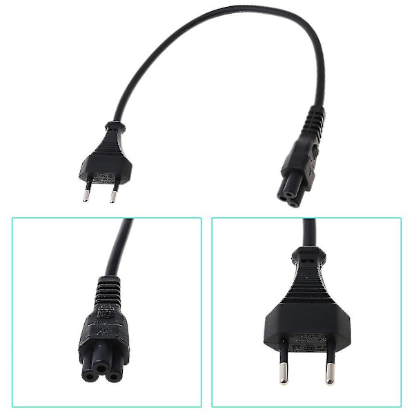Strömadapterkabel EU 2-polig hane till IEC 320 C5 Mickey för bärbar datorströmförsörjning 30 cm