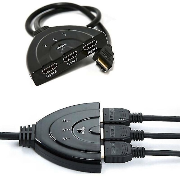 Hdmi-splitters och switchar hdmi-port hane till hona 3 ingångar 1 utgång splitterkabeladapterkonverter 1080p