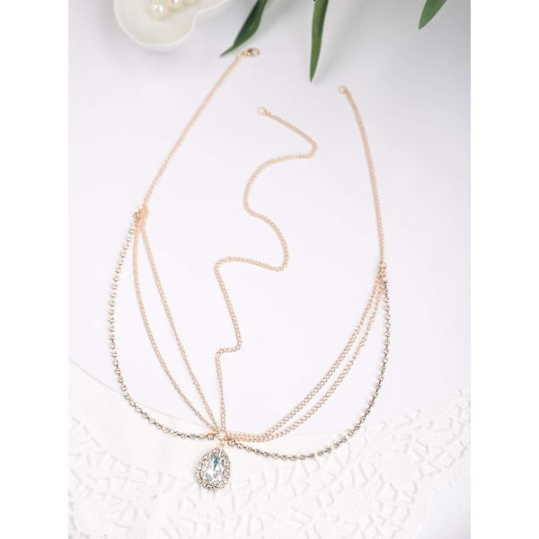 Fashion Women Gypsy Bohe Halloween Charm Rhinestones Head Chain Vintage Rhinestones Crysatal Drop Headpiece Headband Wedding Prom Eveing Women Girl Ha