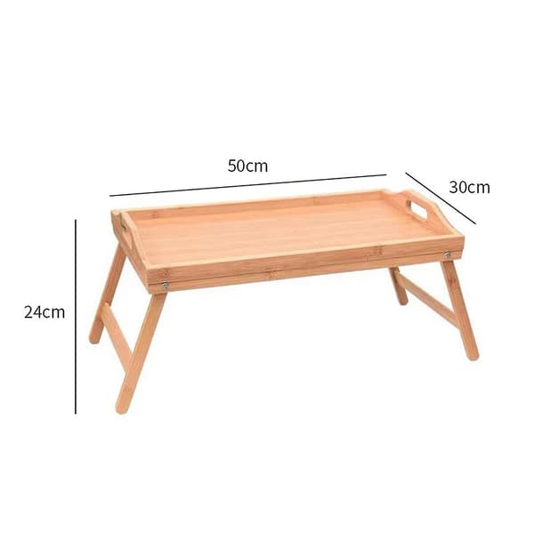 Bærbar sammenleggbart bord i bambus - Lite piknikbord for camping og grilling
