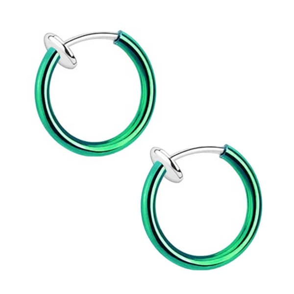 2-pack Green Fake Piercing Without Hole Nose Ring Septum Lip Ring