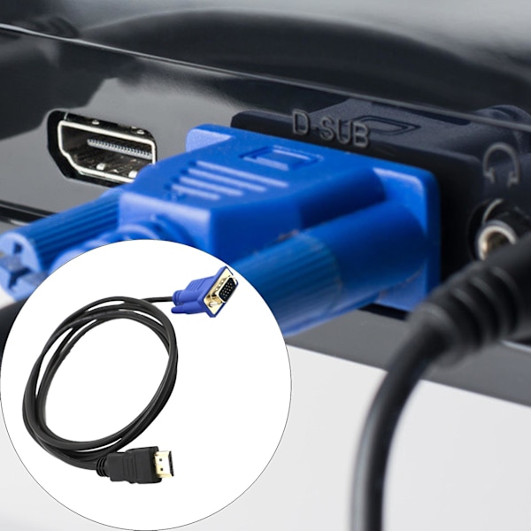 Bærbar 1,8 m 1080P HDMI-kompatibel Han til VGA Han Adapter Kabel Video Konverter Ledning til PC DVD HDTV