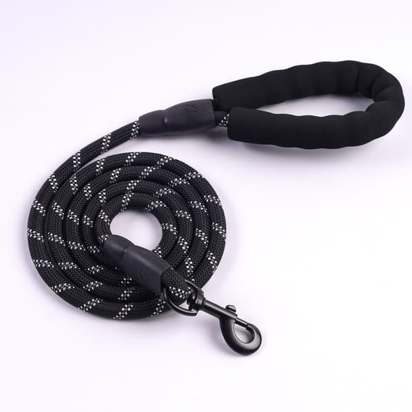 Dog leash, long, with padded handle, suitable for small, medium and large dogs, 1.2 cm thick, 3 meters long, dark blue.