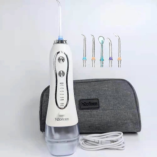 Professionell Sladdlös Vattentrådsanordning - Kraftfull Dental Oral Irrigator Med Gravitationskula - 5 Nivåer, 5 Munstycken - Portabel & Resevänlig G