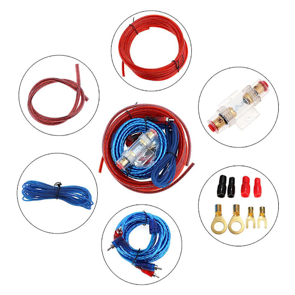 1500W Auton Vahvistinjohtosarja 8GA Auton Subwoofer-kaapeli 60A Sulakepidike 18GA Auton Muokkaukseen Auton Osien