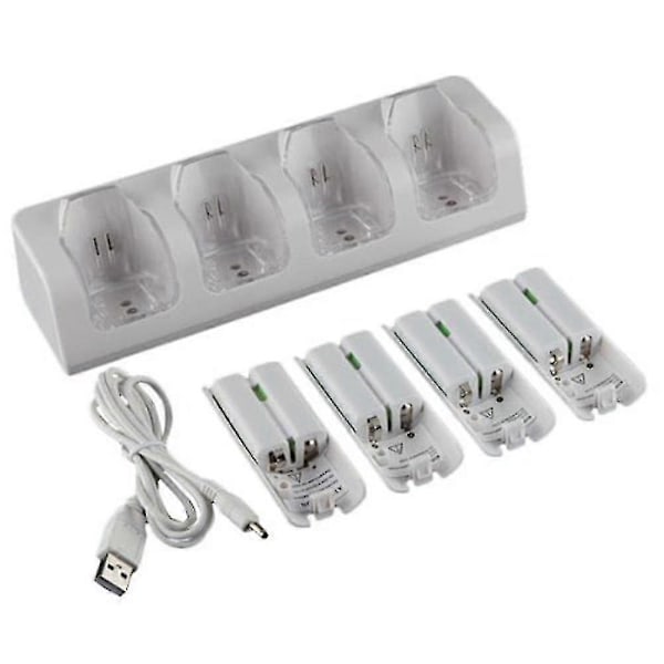 4 stk 2800mAh Oppladbare Batterier og Wii Batterilader Dock Stativ for Wii Fjernkontroll Switch Tilbehør