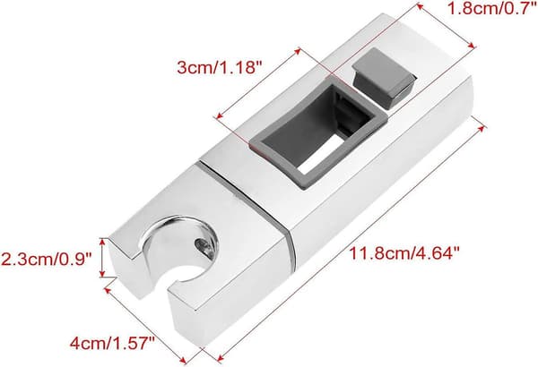 Skyvbart dusjhodeholder for stang - 15 x 30 mm - Rektangulær, firkantet utskiftbar håndholdt dusjhodeholder