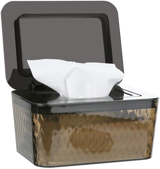 Vådservietholder - Tissueboks - Servietboks - Brun - Plast - 17.5*12.5*10 cm - Tissueholder med låg