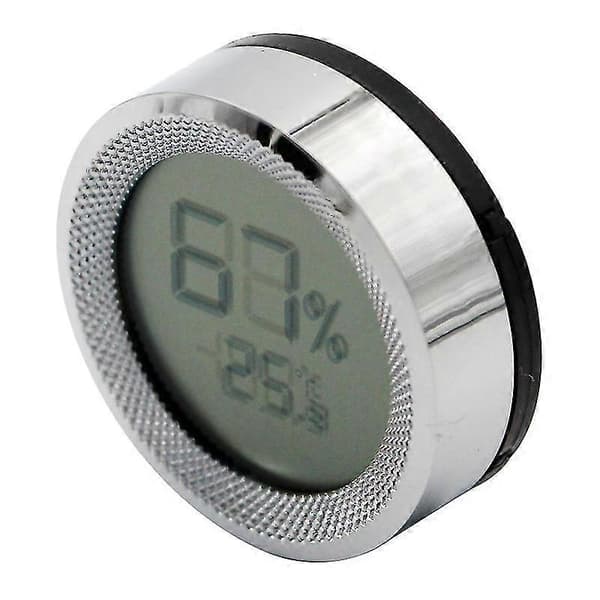 1 stk. Sølv Sigar Humidor Hygrometer Mini Digital LCD Display Sensor