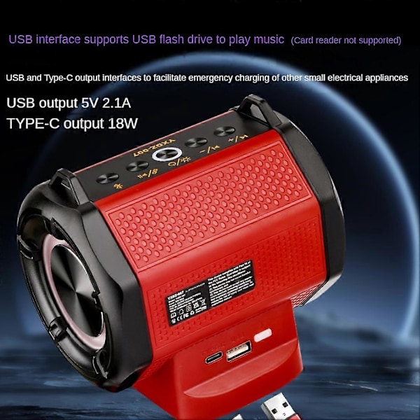 Sladdlös trådlös högtalare, Bluetooth-högtalare för Milwaukee 18-20V batteridrivet verktyg (Batteri ingår ej)
