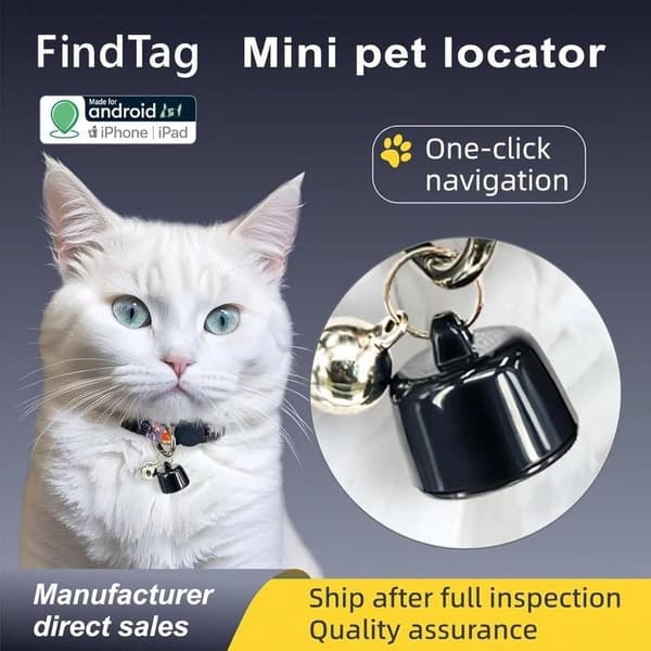 Mini GPS Tracker - Pet Tracker - Locate Pets - Worldwide Tracking at No Cost - Lightweight Design - Black