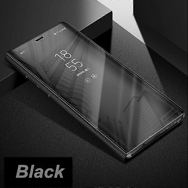 Samsung Galaxy S10:lle suojaava läpinäkyvä Clear View Folio -kotelo - Musta Fs