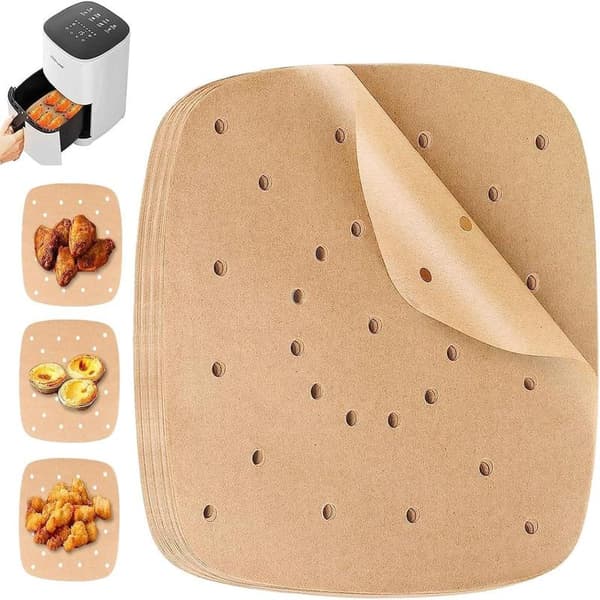 Airfryer bagepapir med huller - 200 stk. - bagepapir - Engangs Airfryer papir - AirFryer tilbehør - til bageform, ovn, m