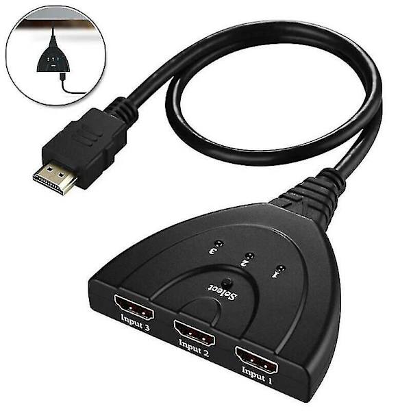 Hdmi-splitters och switchar hdmi-port hane till hona 3 ingångar 1 utgång splitterkabeladapterkonverter 1080p