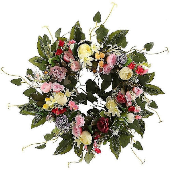20 Tum Vår Dörr Blomsterkrans Konstgjord Blomkrans För Sommar Ytterdörr Vägg Fönster Rum Utomhusdekor 2025:e