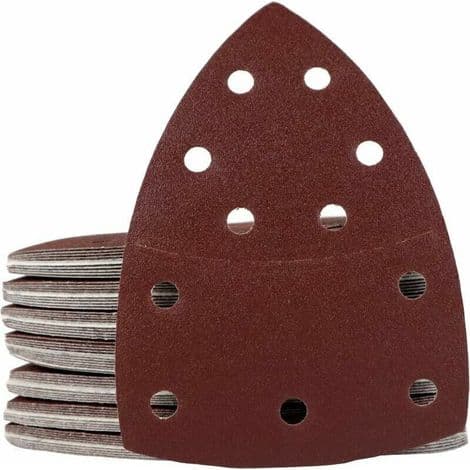 Förpackning med 50 triangulära slipark, 105 x 152 mm, korn 80, lämpliga för olika slipmaskiner