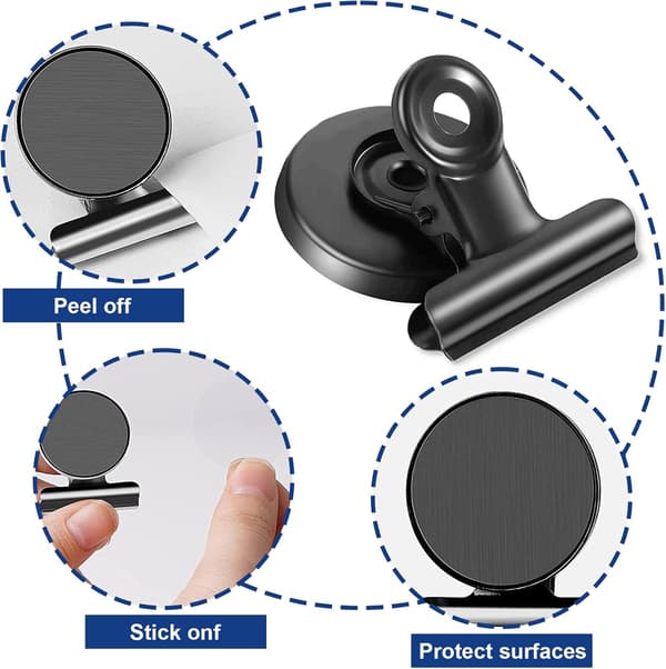 Magnet Clips, Refrigerator Magnet Clips, Suitable for Home, Office, and School (Black (10-pack))