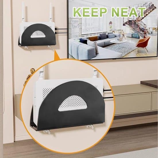 Router connected to wall mount, adjustable router wall mount - black