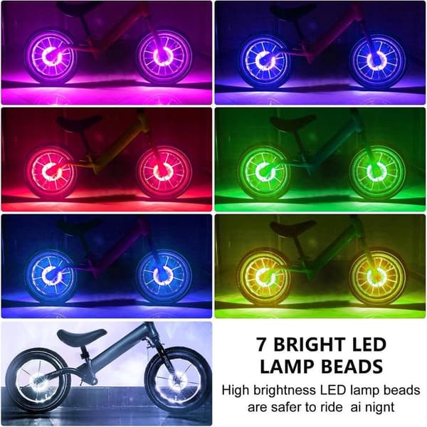 Bike Lighting - 2 pieces - Bicycle Spoke Lighting - 7 Colors - USB Rechargeable - Spoke Lighting with Motion Sensor - LED Bicycle Wheel Lighting