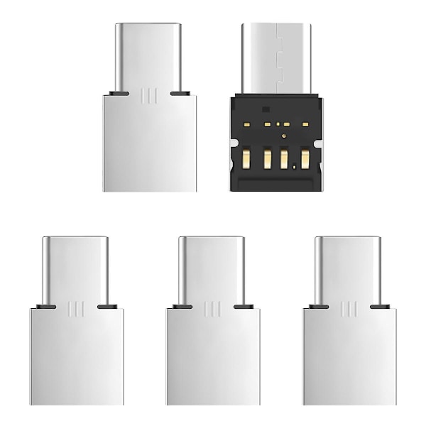 5 kpl Ultra Mini Type-C USB-C - USB 2.0 OTG -sovitin matkapuhelimelle, tabletille ja USB-kaapelille ja muistitikulle