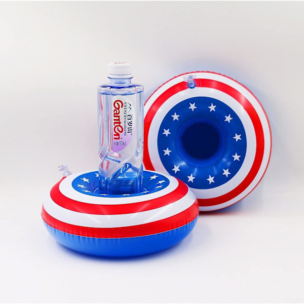 Flydende Poolbar, Oppustelig Poolmadras, 10 stk. Oppustelig Kopholder Amerikansk Flag Flydende Vandkopholder Drikkevareholder